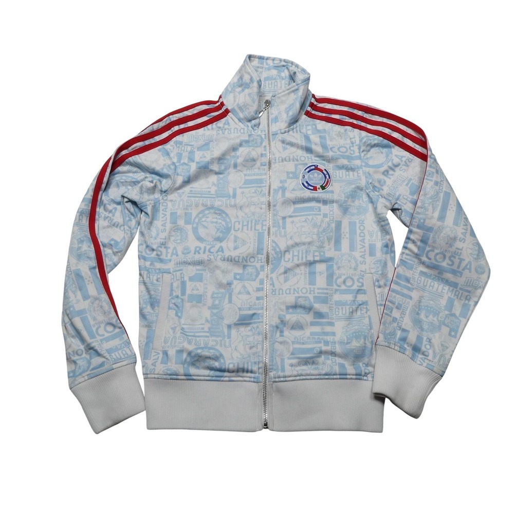 Adidas Originals Track Jacket Mens Medium White Full Zip Soccer Graphic‎ Print